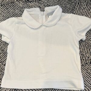 Florence Eiseman White Short Sleeve Shirt with Peter Pan Collar
